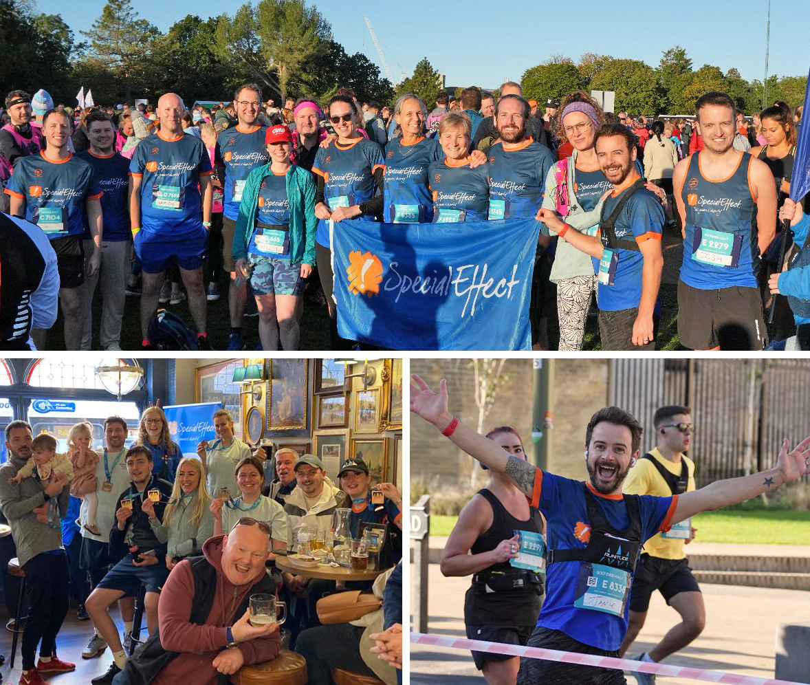 3 Images showing runners before during and after the race