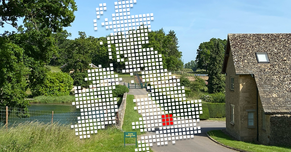 Uk map overlaying country scene